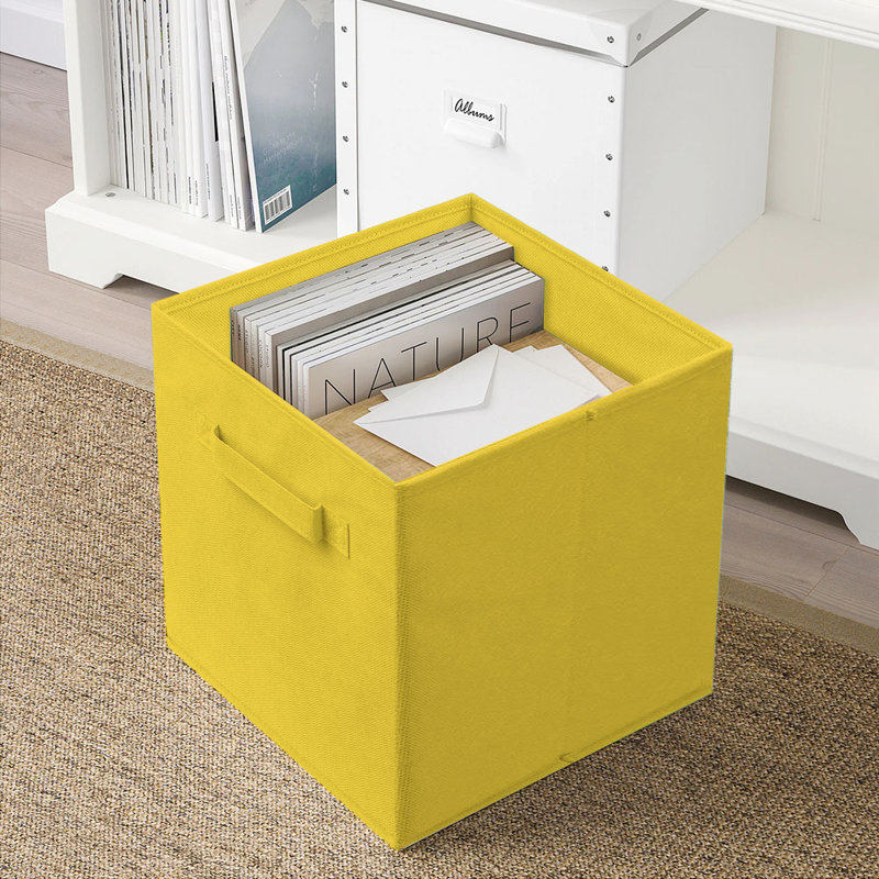 Sorbus 6 Pack 11" Foldable Fabric Storage Cube Bins with Handles, Yellow