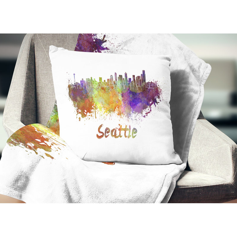 Coussin Seattle - Skyline - Cityscape, 16 po x 1 po, Carré