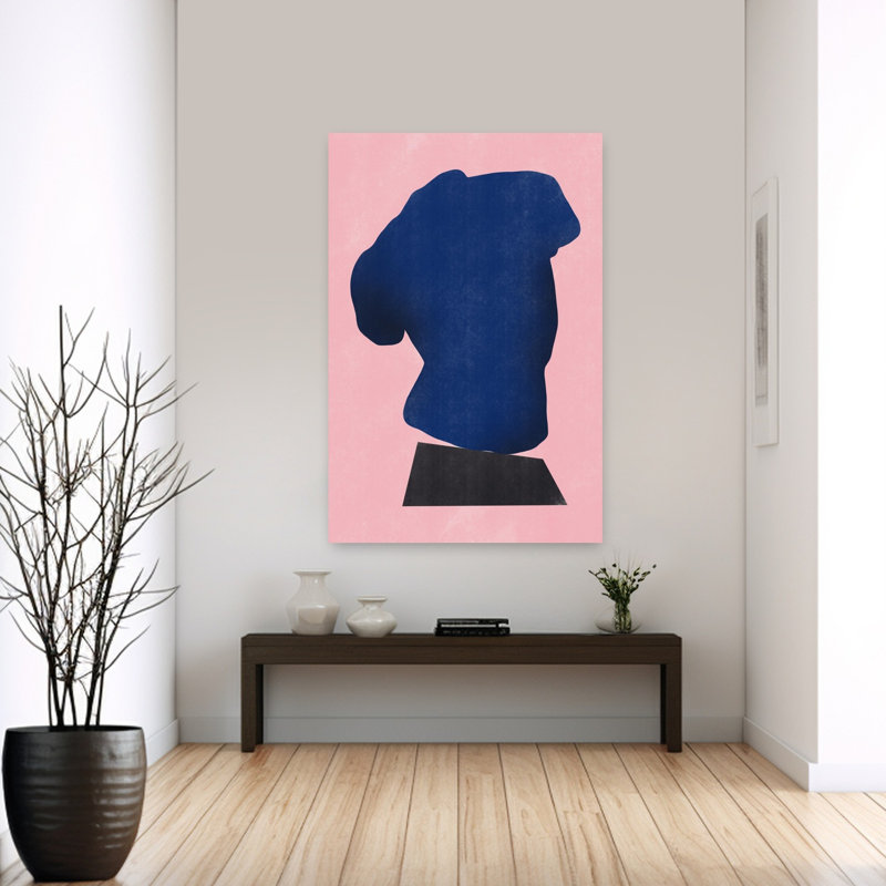 Torse bleu abstrait - Affiche murale minimaliste contemporaine abstraite, H 60 po x l 40 po