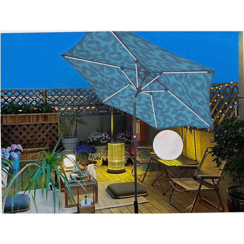 Parasol 9 pi avec motif clair + cyan, Cyan