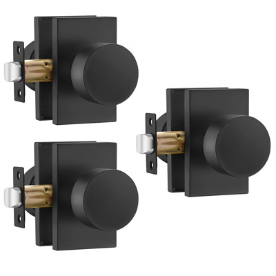 Faux bouton de porte noir, serrures de porte noir mat en alliage de zinc (paquet de 3/6 pièces)
