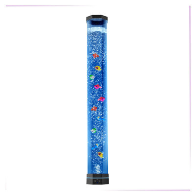 Lampe à bulles sensorielle avec télécommande, lumière d'aquarium sur pied 3,3 pi avec 16 effets de couleur et décor de poisson flottant pour la chambre à coucher ou le salon