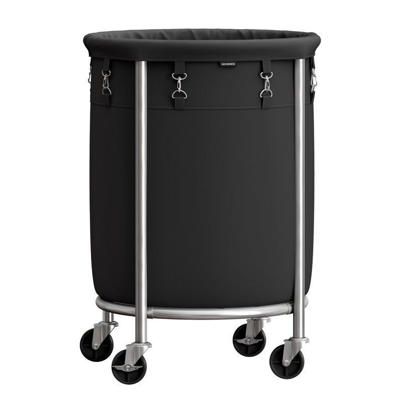 Rolling Laundry Hamper, Black/Silver