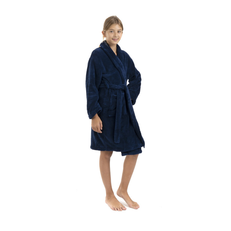 Peignoir en molleton pour enfants châle en molleton pour enfants, Enfants (7 à 8 ans) - Moyen, Bleu marine