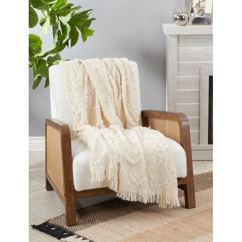 Sevan Collection Hand Woven Throw Blanket, Ivory
