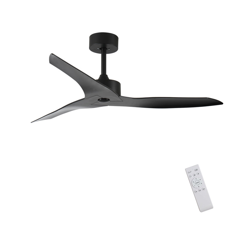 Ventilateur de plafond noir 52 po sans lumière avec télécommande, Noir