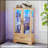 Cabinets Light Oak Traditional Display Curio with LED Lights, Adjustable Shelves, 2 Doors, 1 Drawer | MDF+glass | Living Room