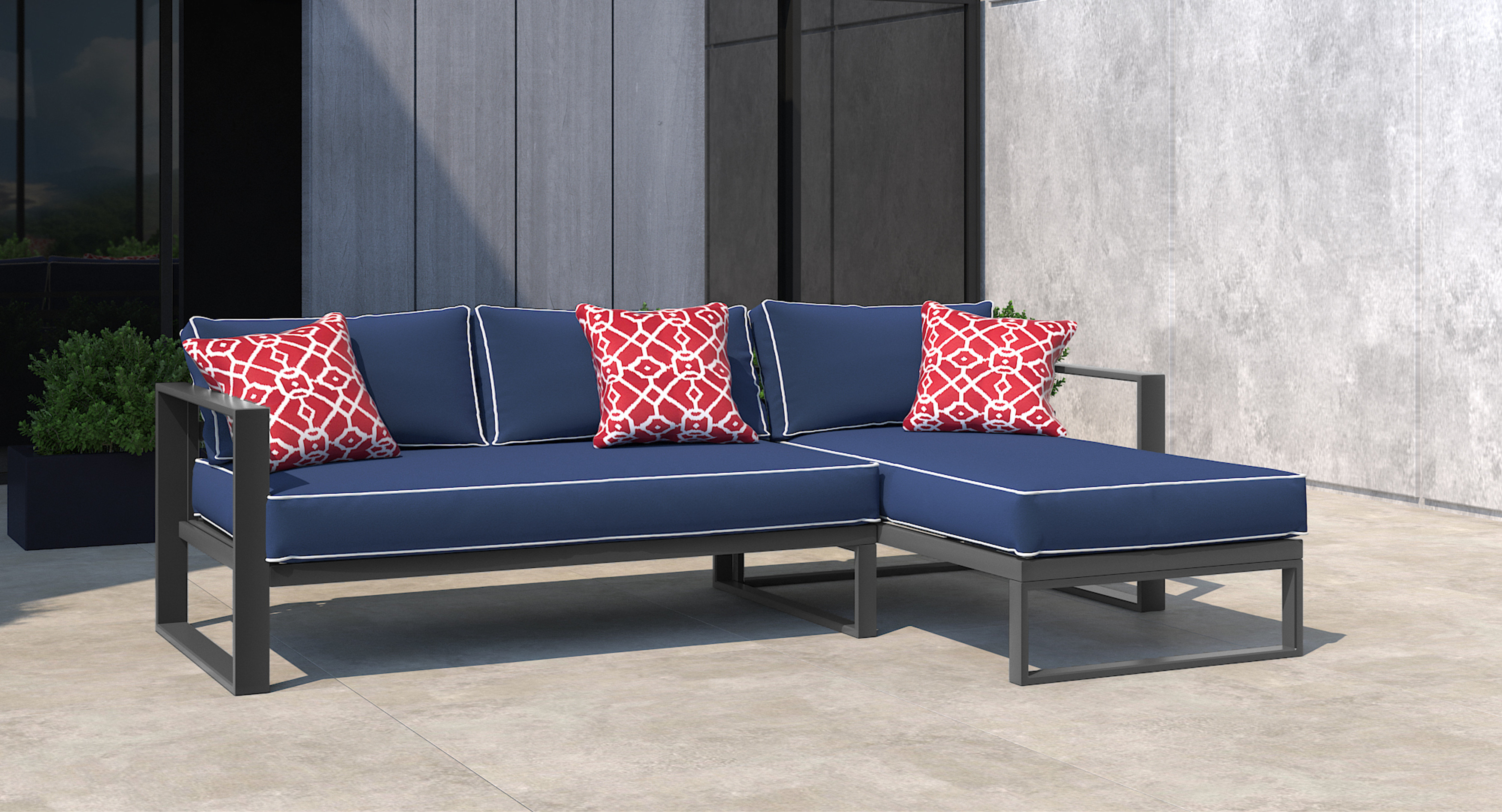 Tommy Hilfiger Monterey Outdoor Easy Assembly Metal Frame Sectional