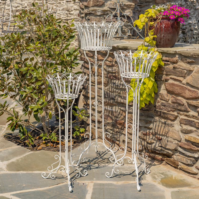Metal Plant Stand, Antique White