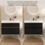 Meuble-lavabo mural noir de 36 po avec glissières de tiroir à fermeture en douceur, lavabo en acrylique, pré-assemblé, conception flottante, poignées en bois personnalisées, lavabo intégré à finition peau mate intégrée,-845325806