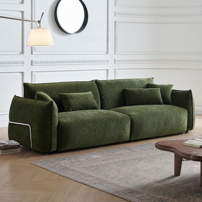 French Retro Chenille Green Sofa