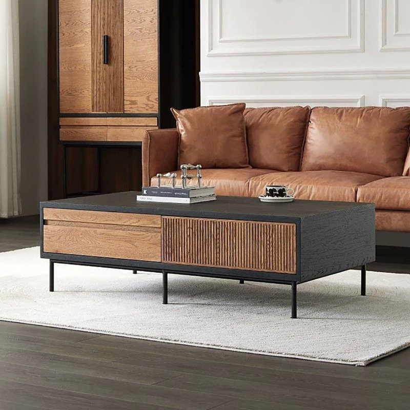 Modern vintage coffee table, 15.7" H x 63" L x 31.5" W