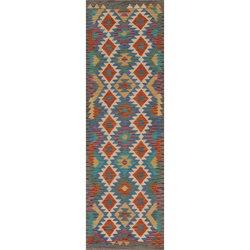 Tapis de marche réversible en laine Kilim 3 x 10