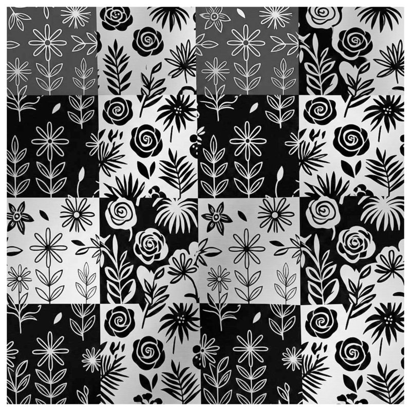Black White Floral Pattern Comforter, Twin