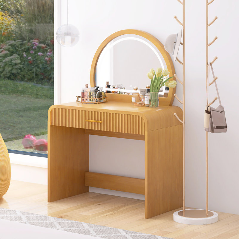 Coiffeuse 39 po avec miroir lumineux, Naturel