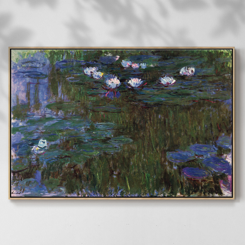 «Water Lillies # 3» par Claude Monet, reproduction sur toile, H 25 po x l 37 po x P 2 po, Naturel