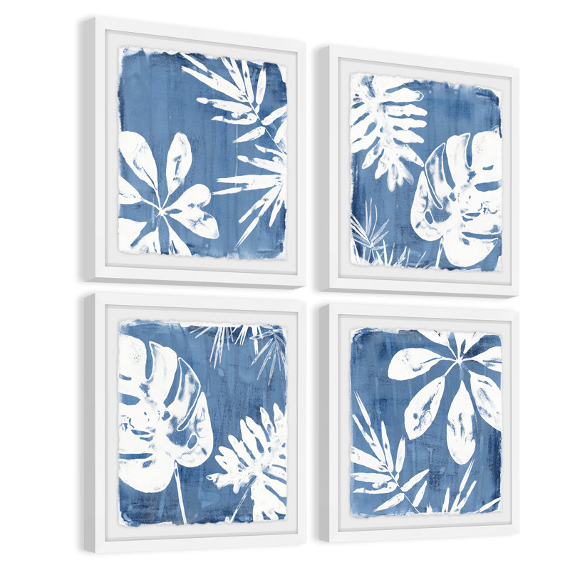 Tropical Indigo Impressions Quadrupych - ensemble de 4 reproductions de cadres photo, H 12 po x l 12 po x P 1,5 po