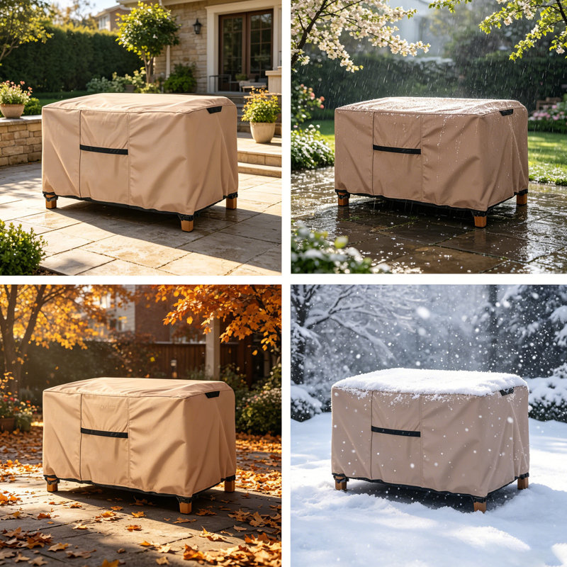 Housse pour table basse de patio, petite housse rectangulaire d'extérieur résistante et imperméable, L 36 po x l 22 po x H 18 po