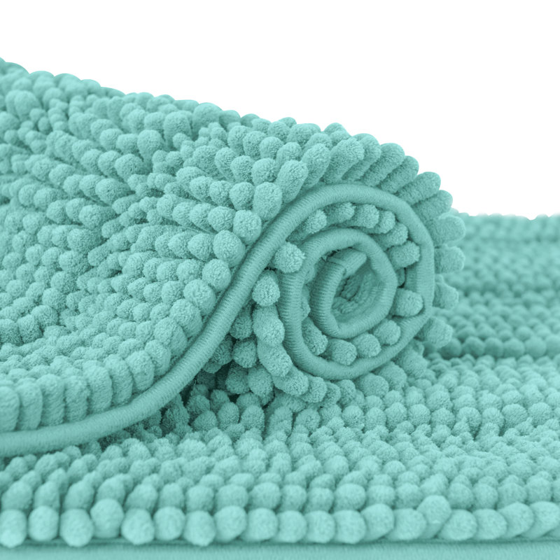 Chenault Soft Chenille Bathroom Rug, 18" W x 48" L, Light Green