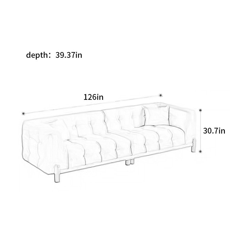 style moderne, simple, rangée droite, nuage, canapé, H 30,7 po x l 126 po x P 39,37 po, 5