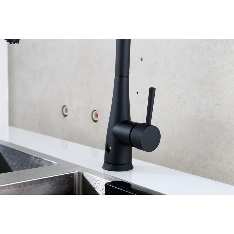 Robinet de cuisine à poignée simple tactile, Noir mat