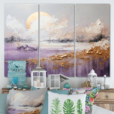 Mauve et or, lac et montagne IV - art mural lac
