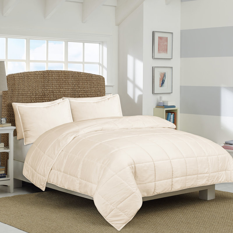 3-Piece Microfiber/Polyester Comforter Set, King, Beige