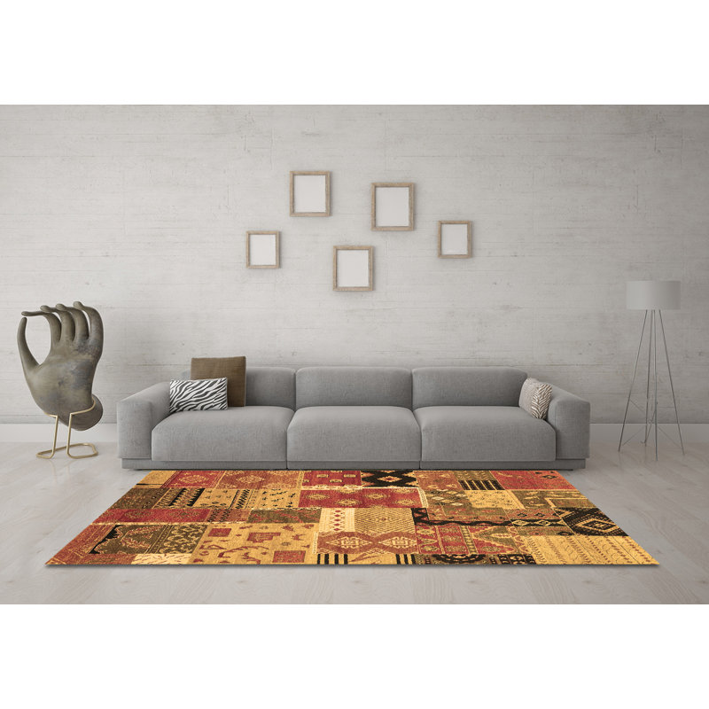Washable Patchwork Indoor Rug, Round 5'