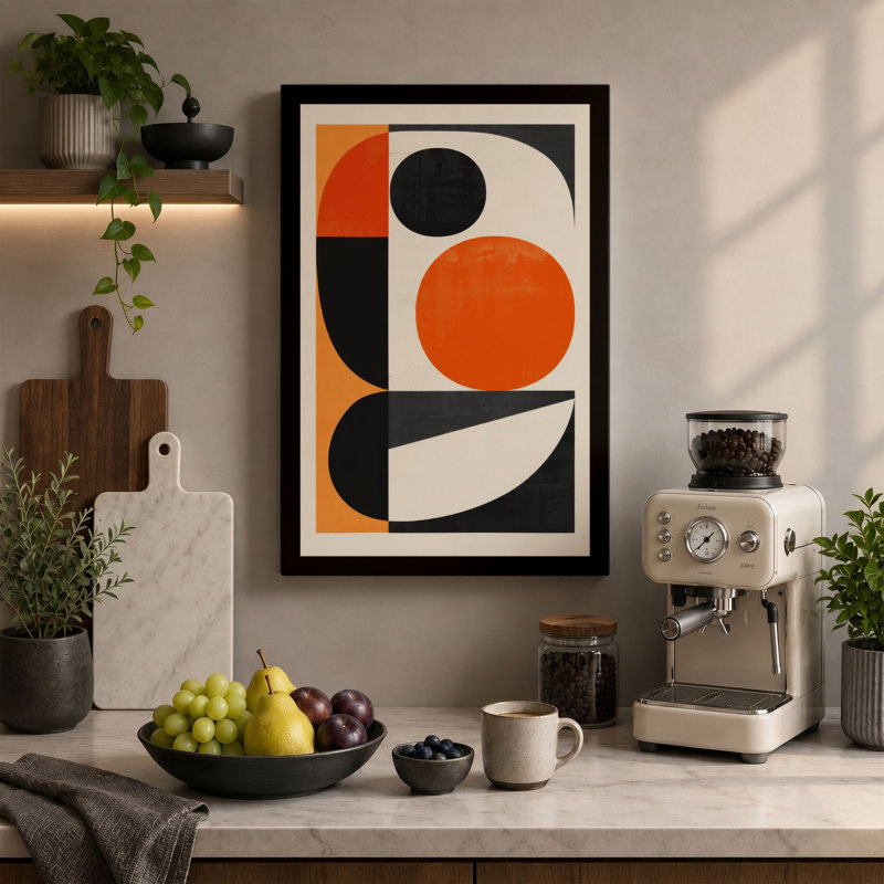 Harmony Geometric - Wrapped Canvas, 36x24 - 91.4 x 61.0 cm, Taupe Border