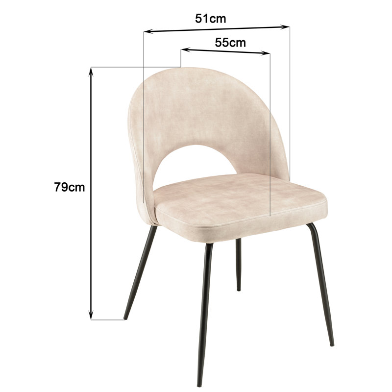 Luanna 47cm H Velvet Upholstered Side Chair, Beige
