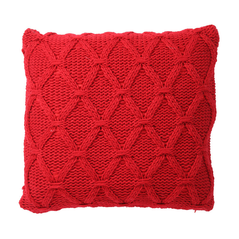 Coussin géométrique en tricot à motif géométrique, Rouge