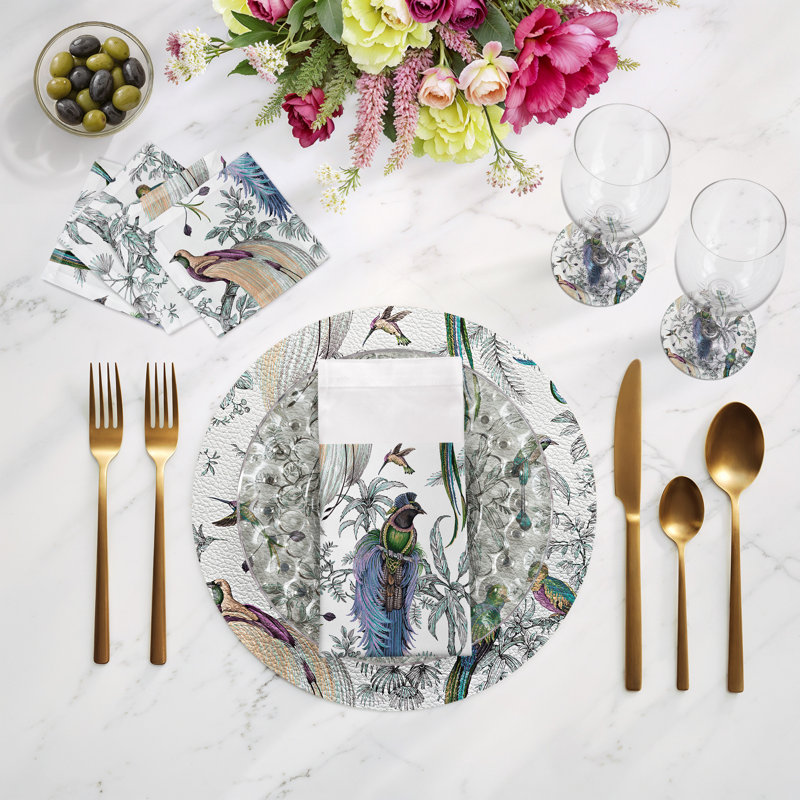 Audubon Exotica Cotton Sateen Dinner Napkins, Blue Green