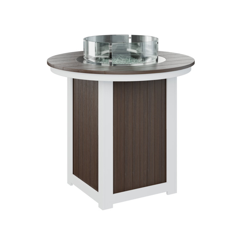 Berlin Gardens Donoma 44″ Round Bar Fire Pit Table, Brazilian Walnut, 38.87" H x 44" W x 44" D