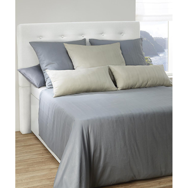 Jade 100% Cotton Duvet Cover Set, 240 x 220cm - 2 Pillowcases (80 x 80 cm), Grey