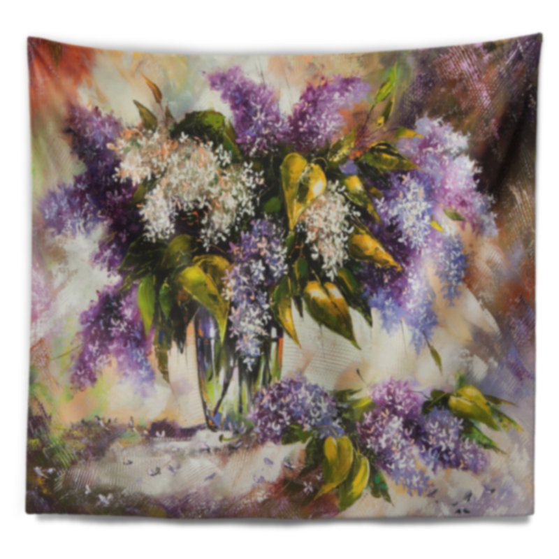 Tapisserie florale lilas dans un vase, H 32 po x l 39 po