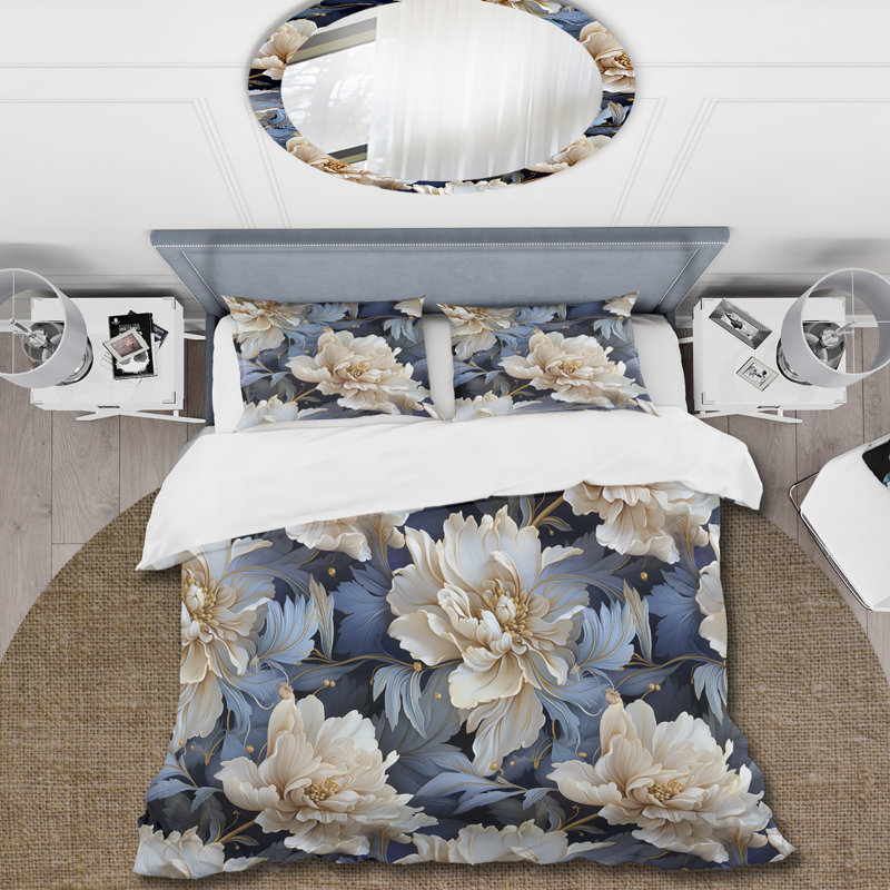 Ensemble de housse de couette Peony, Housse de couette pour grand lit et 2 taies décor