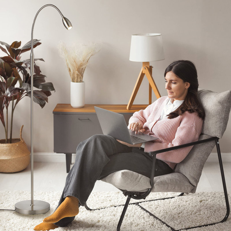 Lampe sur pied à DEL ajustable, Nickel brossé