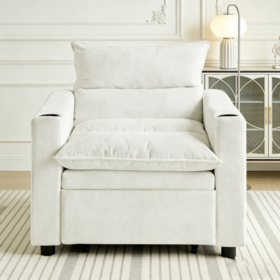 Adjustable Sleeper Chair Pullout Sofa Bed with Modern Velvet Fabric