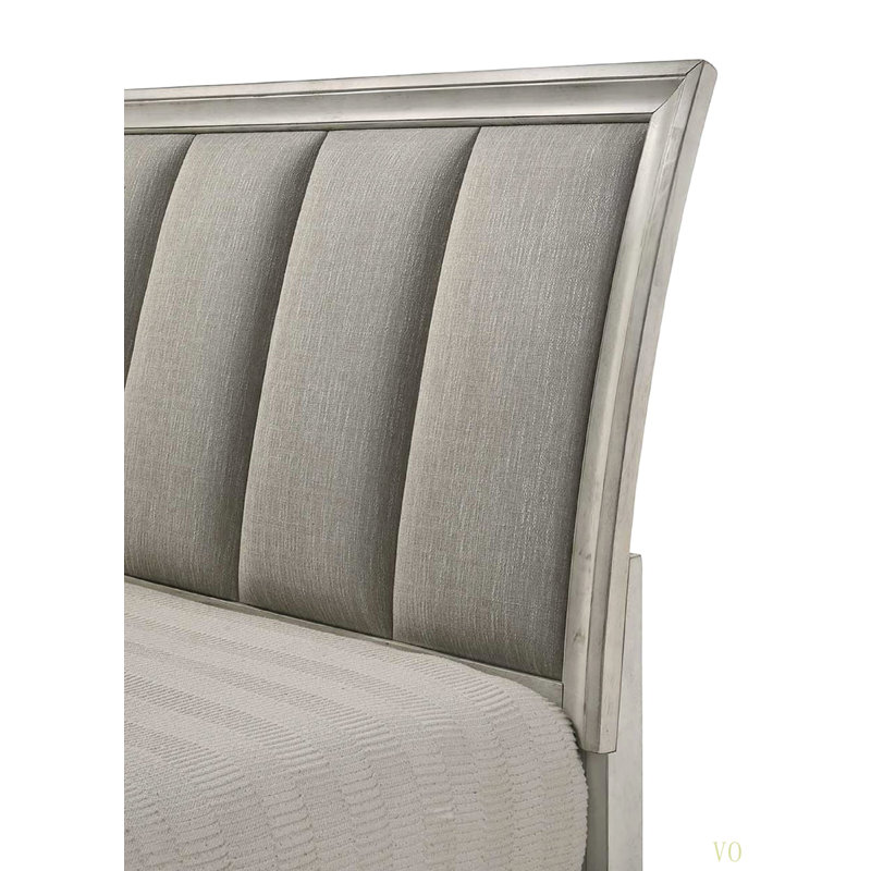 Lit plateforme grand avec rangement 1pc, Blanc antique, Grand lit