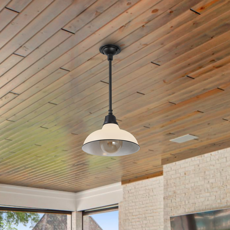 Mamani 1-Bulb 9.25" H Integrated LED Outdoor Pendant, Matte Almond