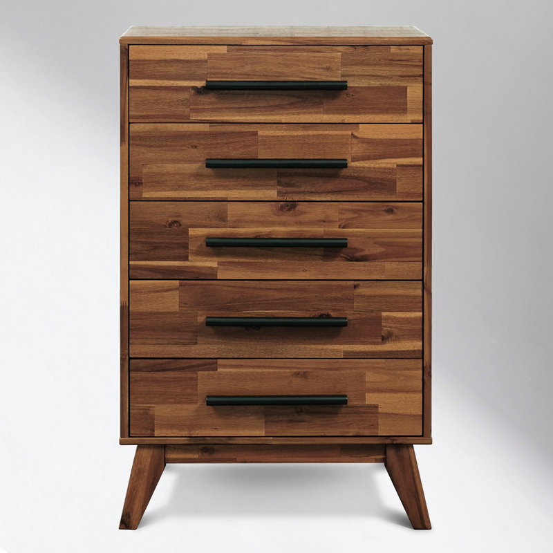 Commode 5 tiroirs Millwood Pines Linea, Noyer