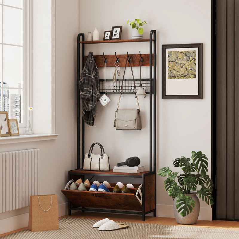 Hall Tree 80cm Wide with Bench and Shoe Storage