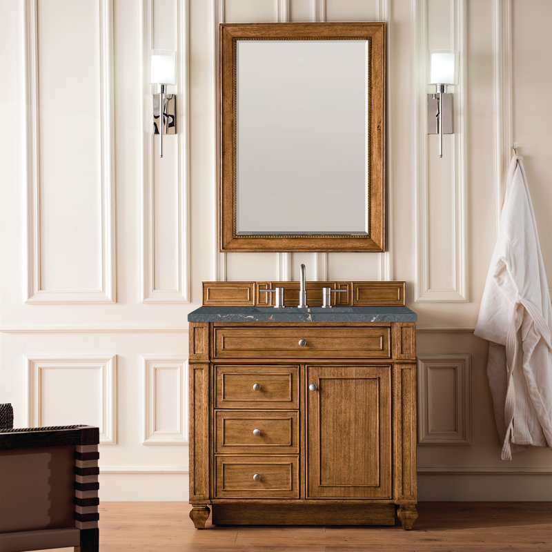 Bristol 36'' W Single Vanity, Saddle Brown, Parisien Bleu Quartz, 8" Widespread