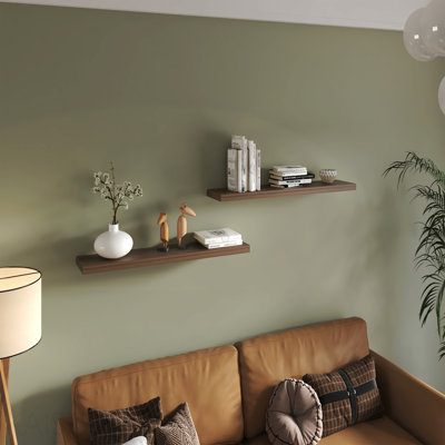 47" Wide Floating Shelves Set Of 2, Shelves For Wall Decor For Bedroom, Bathroom Storage Shelves, Book Shelves For Living Room, Light Brown