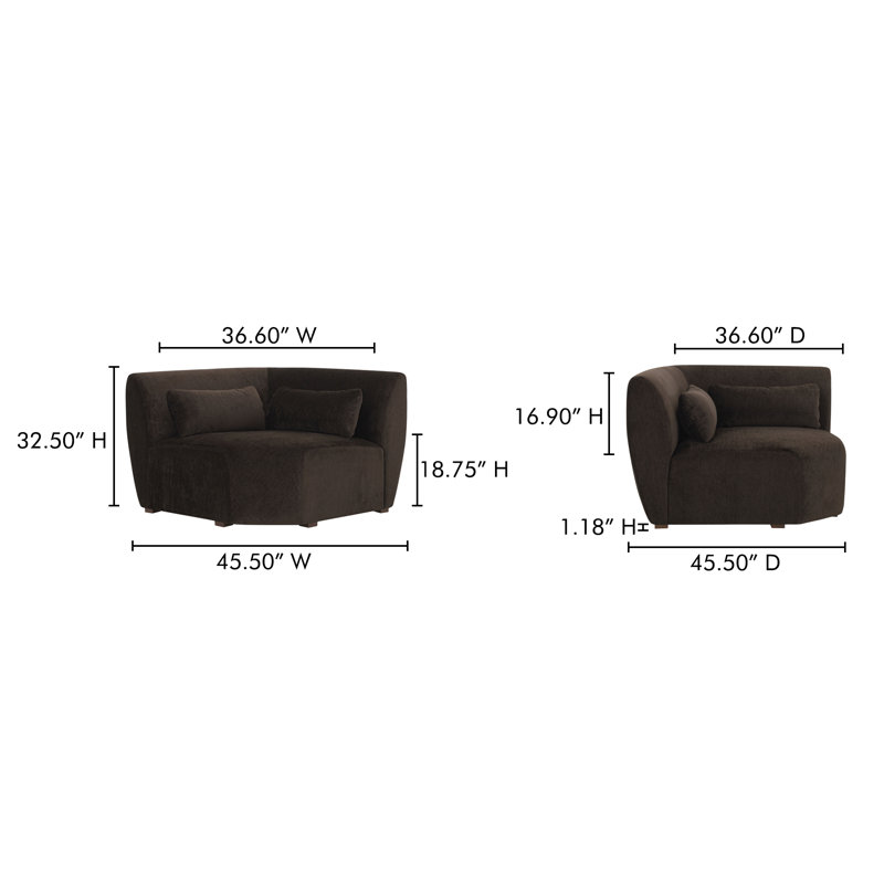 Anson Corner Chair, Charcoal Brown
