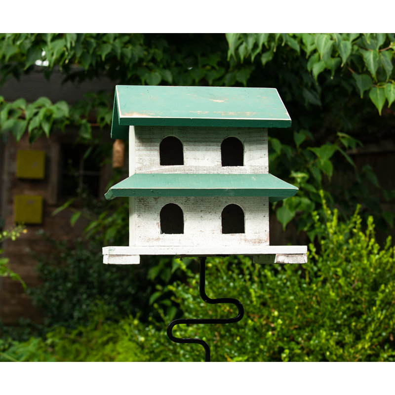 Handcrafted Green and White Reclaimed Wood Purple Martin Birdhouse