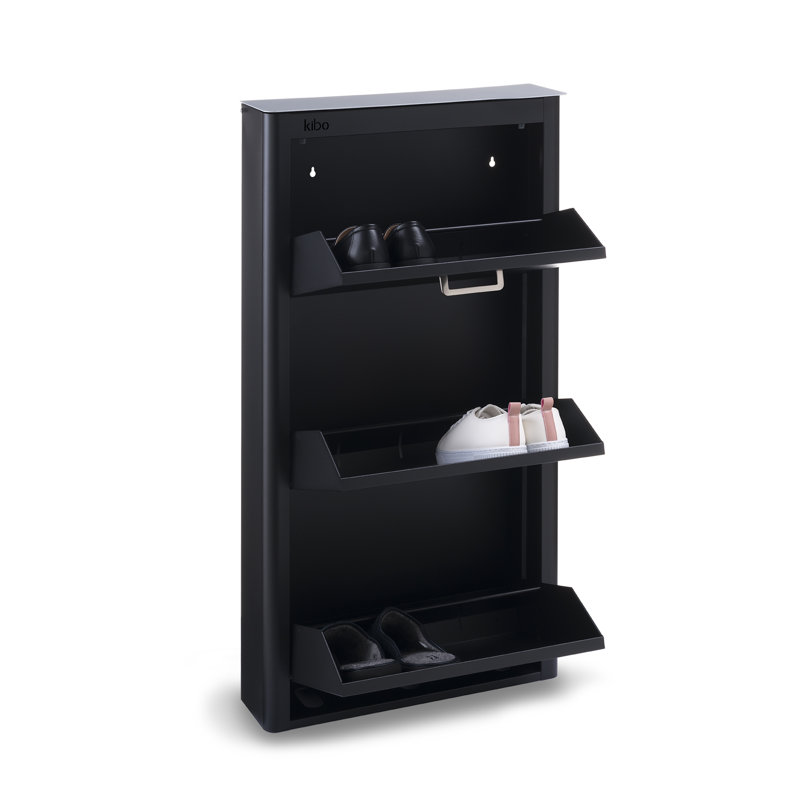 9 Pair Shoe Storage Cabinet, Black