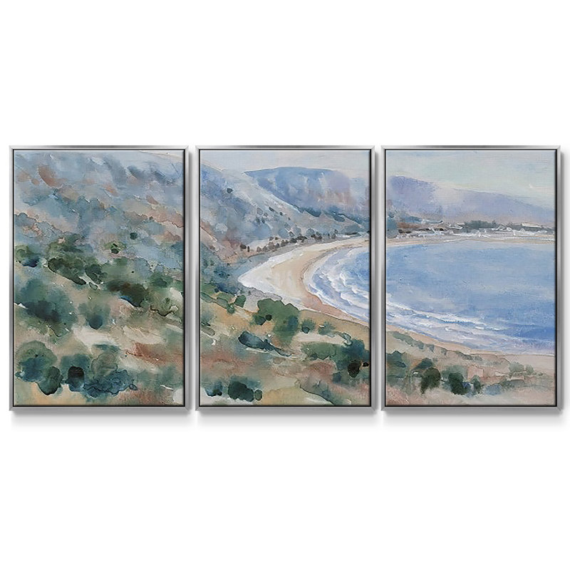 3 pièces Coastal Mist II, H 36 po x l 75 po, Encadrement argenté