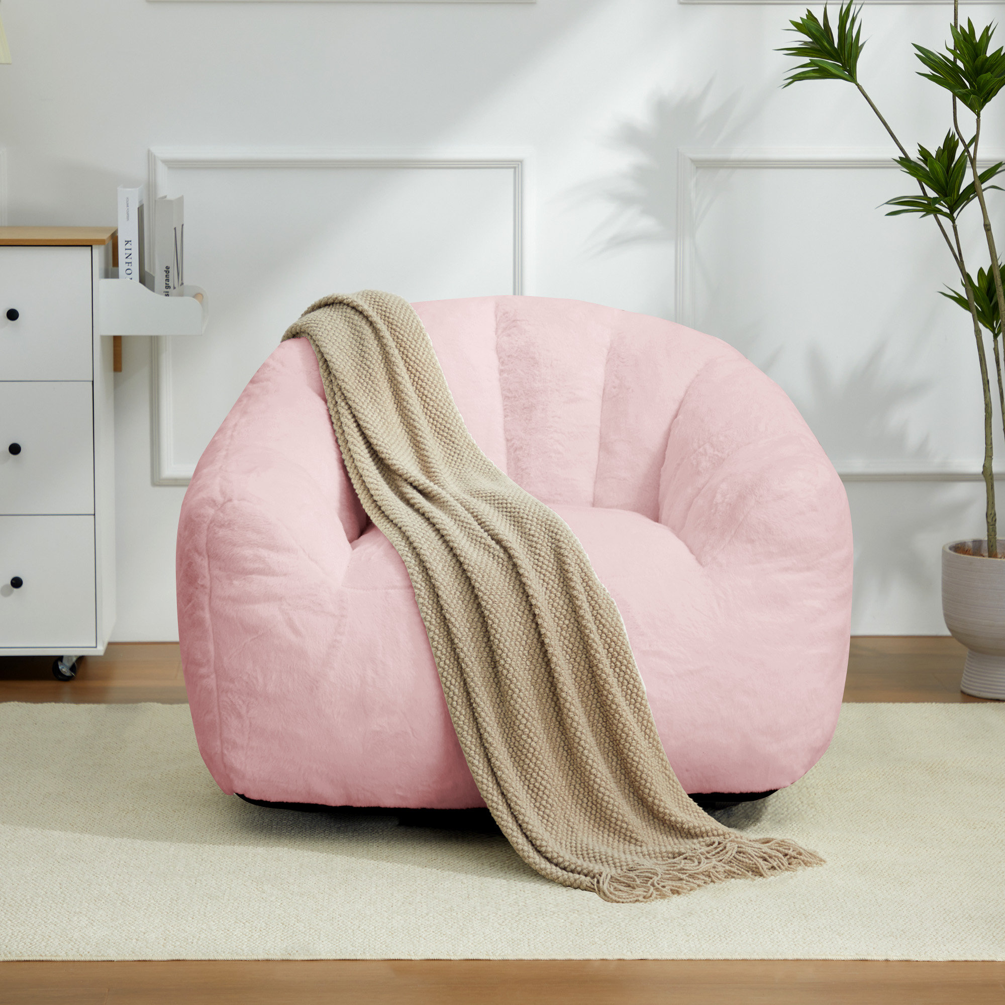 Trule Faux Rabbit Fur Single Bean Bag Sofa with Arms & Reviews | Wayfair