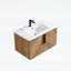 Meuble-lavabo mural avec panneau cannelé 3D et lavabo intégré en céramique